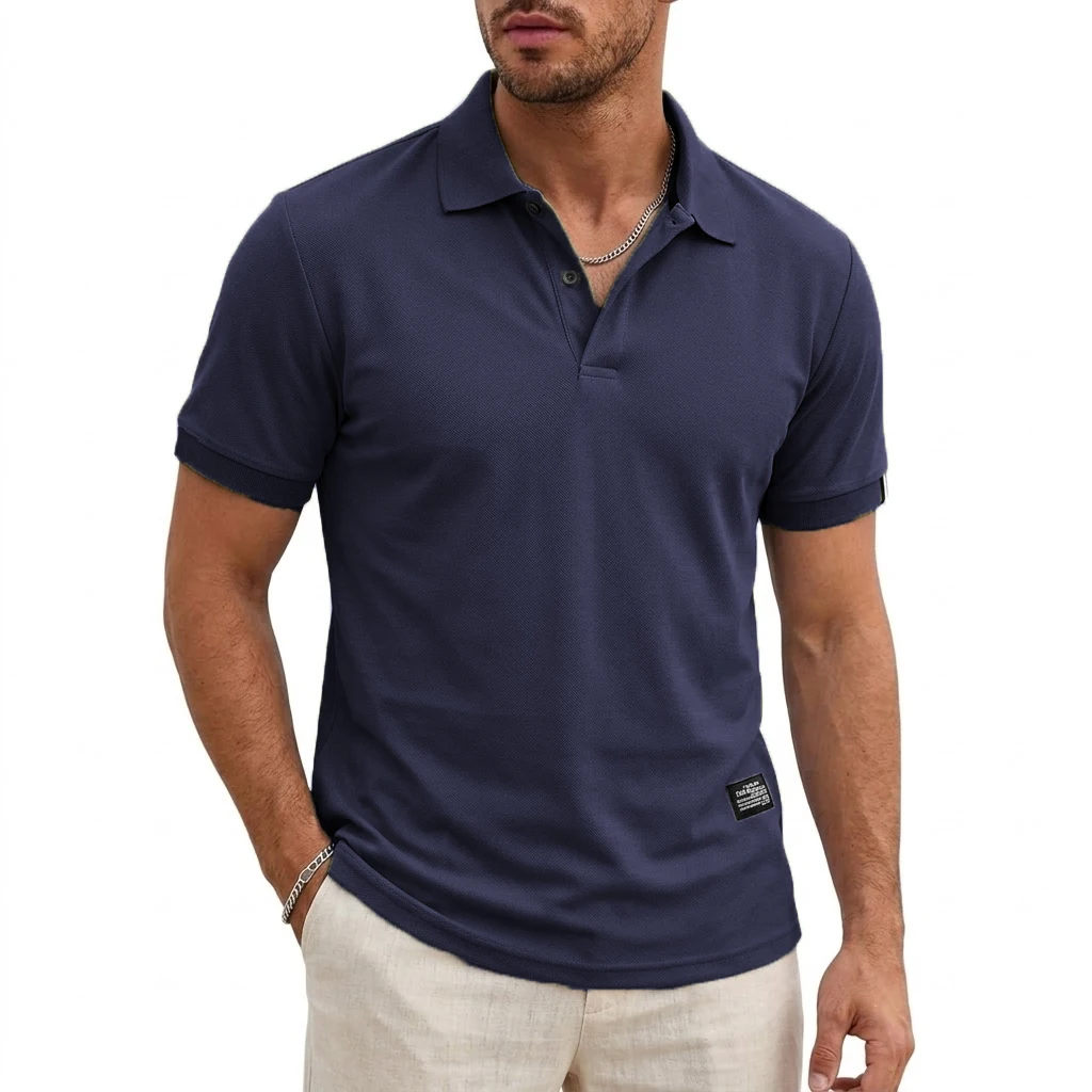 Sommer Herren Kurzarm Poloshirts Business Casual Hemden Dry Fit Leichtgewicht T-Shirt Herren Knopfleisten-Hemden für Arbeit und Sport – Detail 5