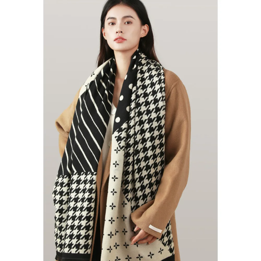 Nuovo versatile scialle Thousand Bird Grid Large per donna, cashmere, alta qualità, sciarpa di protezione per il collo ispessita_voghion.com