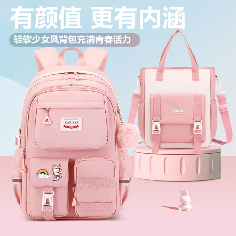 

Student School Bag Teen Girls Cute Backpack Large Capacity Kids Rucksack Lightweight Waterproof School Backpack Student Book Bag