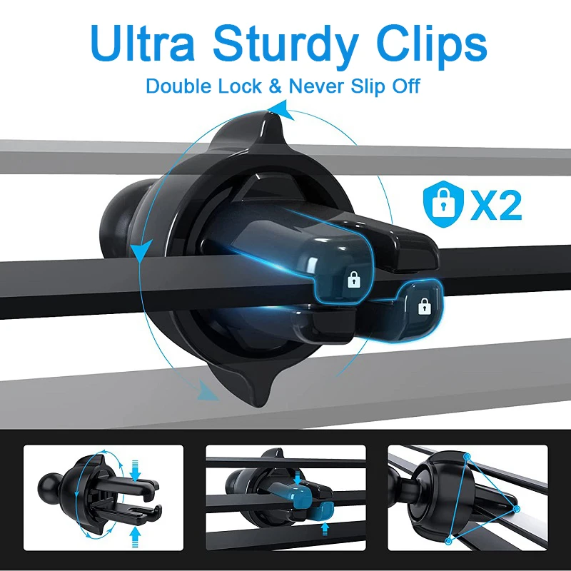 Twist-Lock Air Vent Clip for Secure Car Phone Holder