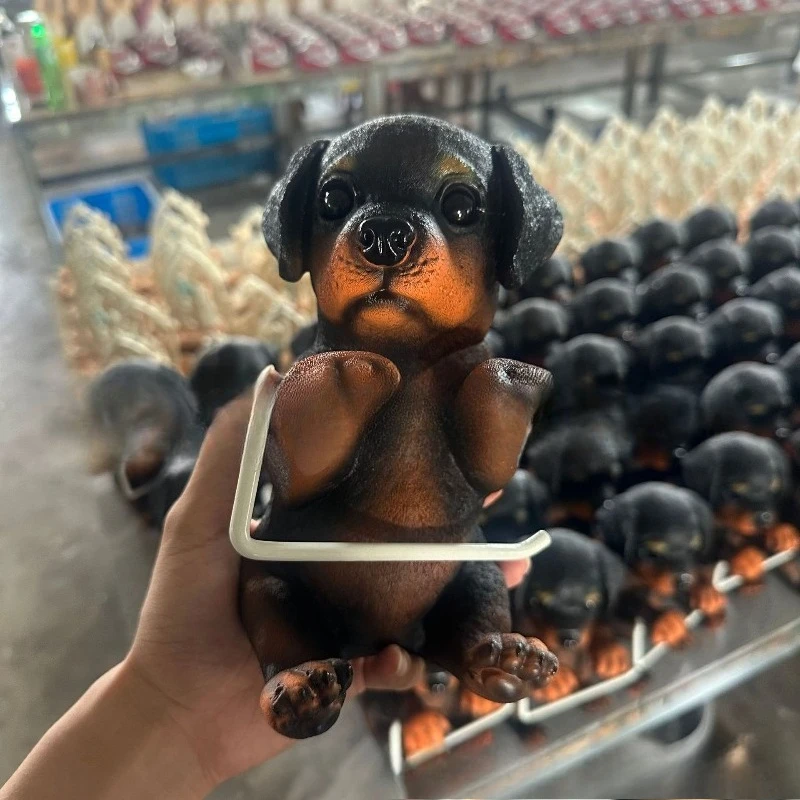 Novelty Dog Tissue Holder - Resin Sculpture with Functional  Paper  Roll  Dispenser ,  Cute  Animal  Theme  Bathroom