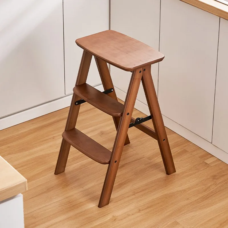 X&D Household Multifunctional Kitchen High Stool Foldable Stool Three Step Ladder Portable Thick Stable Small