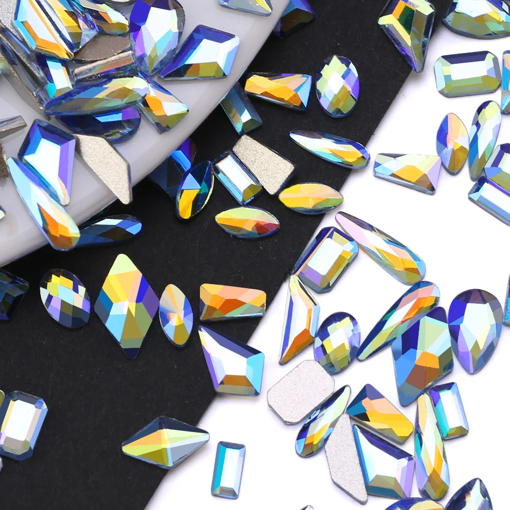QIAO 100 stücke Bunte Shaped Strass Shiny Kristall Diamant Stein Nagel Edelsteine Flatback für Nagel Kunst Strass Dekorationen – Detail 7