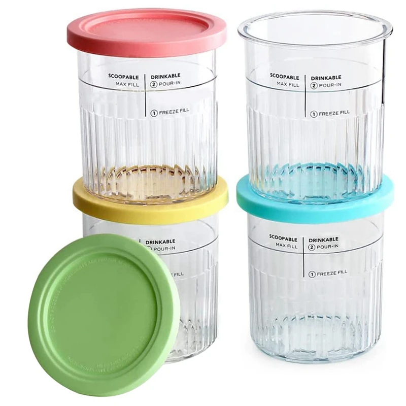 4PCS Ice Cream Pints And Lids For Ninja Creami NC500 NC501 Ice Cream Storage Containers Food Freezer