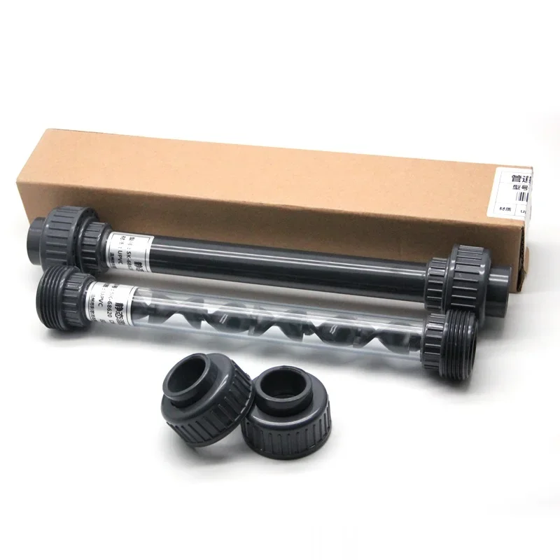 25MM PVC Helical Static Mixers Grey/Clear PVC Pipe Mixer Plastic Dosing Liquid Union SK Type Static Mixer