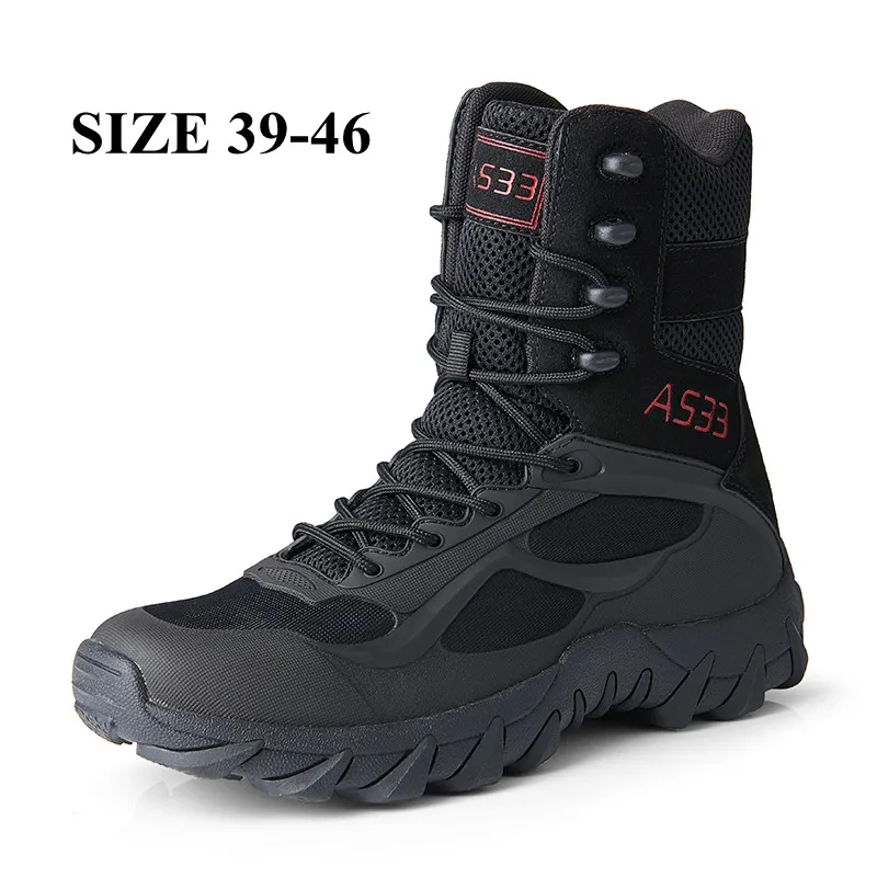 

New Military Tactical Mens Boots Special Force Leather Desert Botas Combat Waterproof Ankle Boot Army Men Shoes Size 39-46