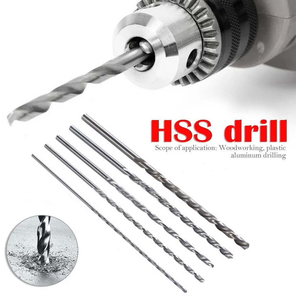 5 PCS High Speed Steel-Twist Drill Bits Set For Metal Wood Plastic Drilling Woodworking Tool 200mm Extra Long-Twist Drill hss twist drill 3mm 16mm extra long 160mm 200mm 250mm 300mm metal wood plastic hss twist drill bit for wood plastic drill