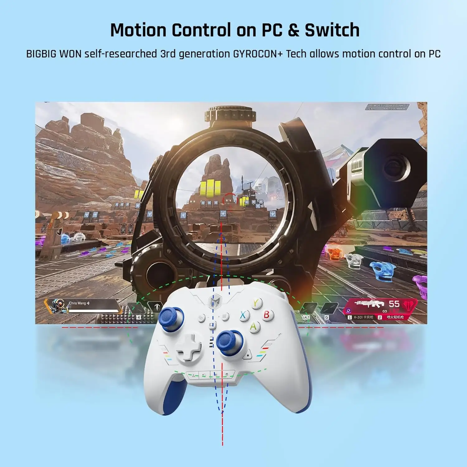 Bigbig Won-controlador sem Fio Controle de Movimento Gatilho Efeito Hall Rainbow se Interruptor pc Android Ios - Image 4