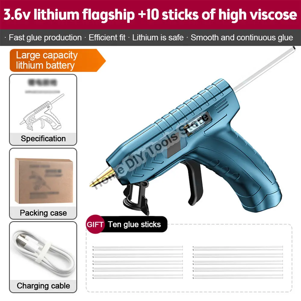 130W Hot Melt Glue Gun Rechargeable Mini Household DIY Industrial Guns Heat Temperature Thermo Electric Repair Tool 20w hot melt glue gun industrial mini electrical guns thermo electric heat temperature tool with 7 200mm glue stick