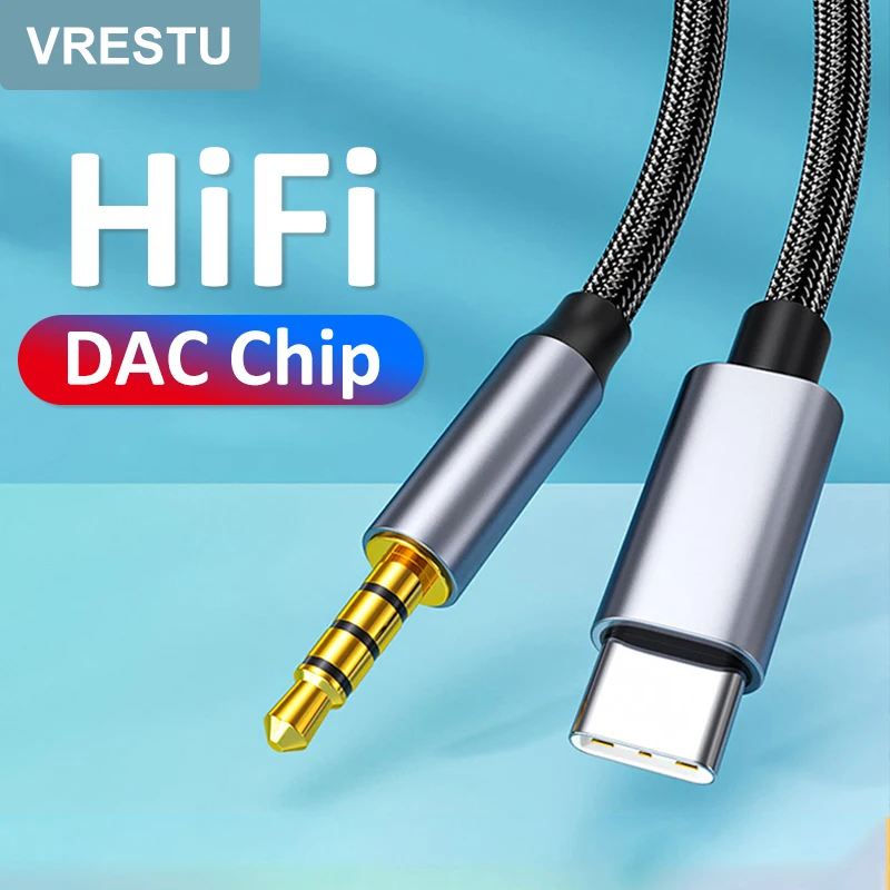 Usb C To 3.5 Aux Cable Car Audio Type C Male To Male 3.5Mm Jack Adapter For Samsung Huawei Xiaomi Speaker Auto Car Stereo 4-Pole