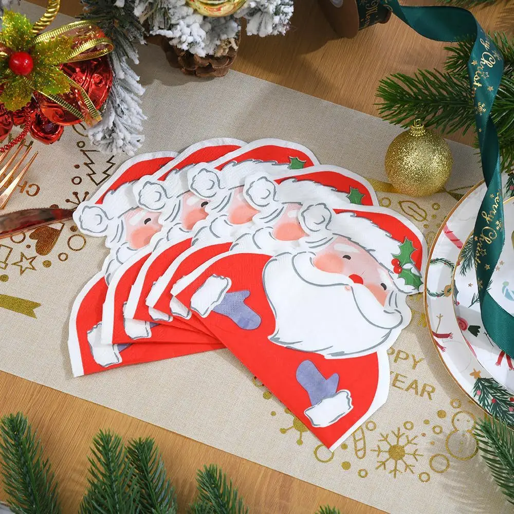 20 Stück Einwegservietten Tischpapierhandtücher Elegante weiße Folie Gold Dot Bedrucktes Gewebe Geburtstagsfeier Hochzeitsserviette Weihnachten – Detail 7
