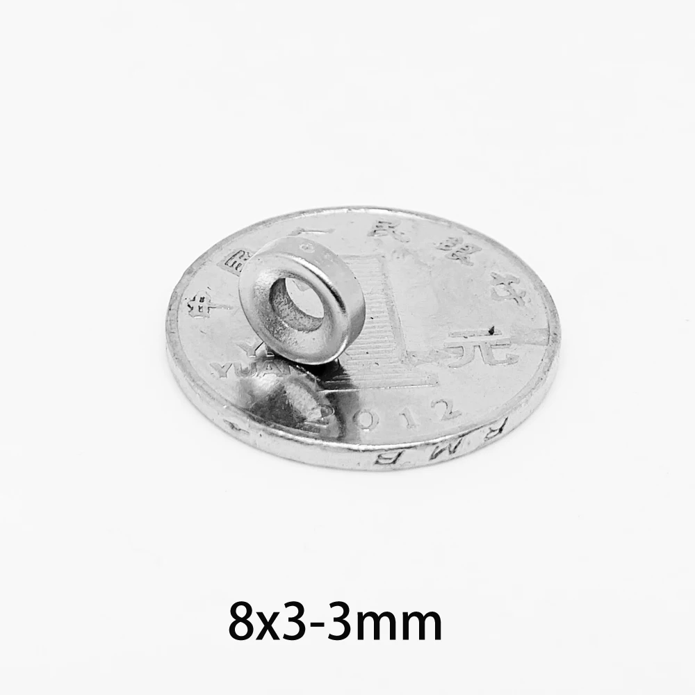 

20/50/100/200/500PCS 8x3-3 Strong Neodymium Magnet3x3 mm Hole 3mm N35 Round Countersunk Magnets 10*3-3mm Disc Magnet 10*3