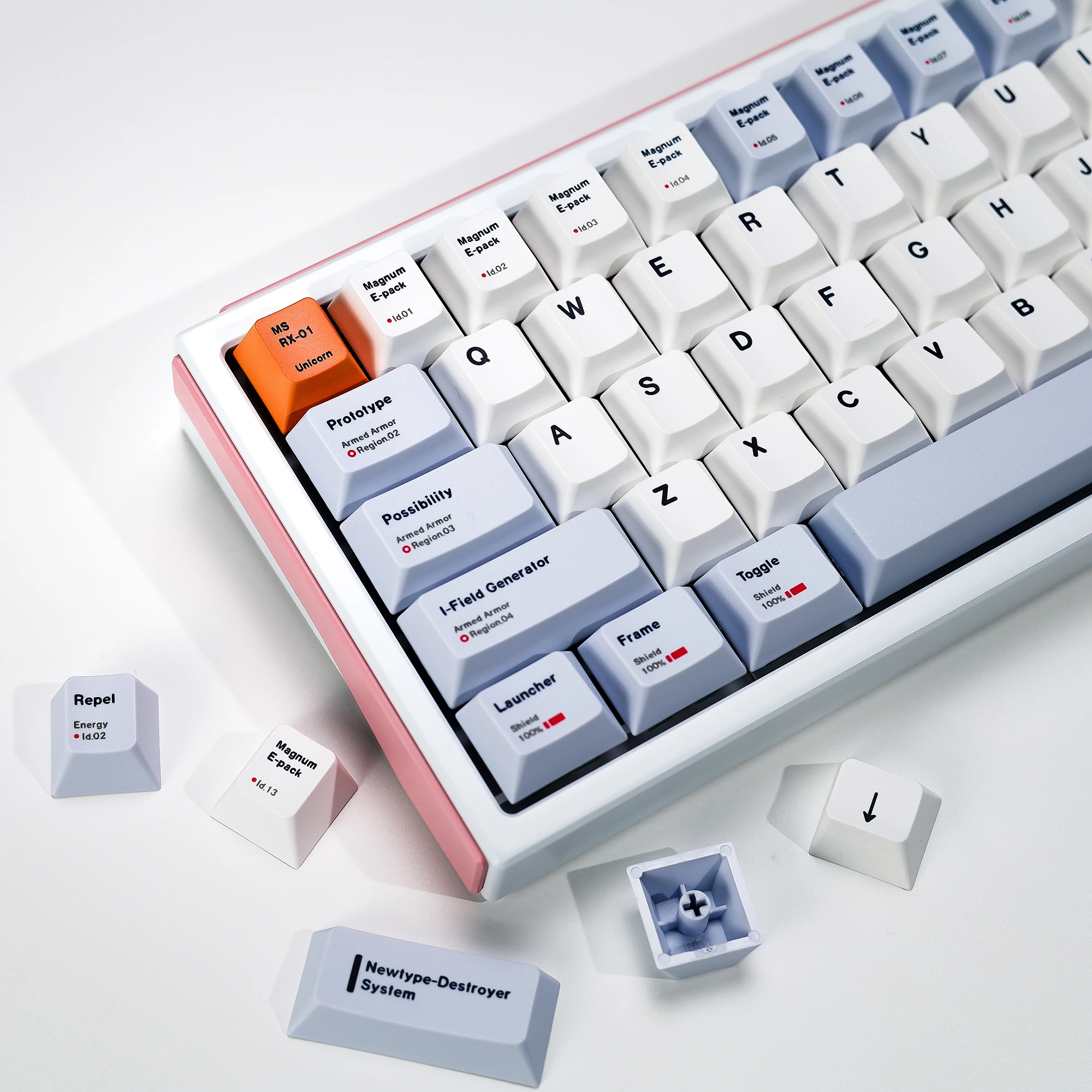 KBDiy RX-0 유니콘 키캡 ISO 미니멀리스트 체리 프로파일 앨리스 스플릿 스페이스 PBT 키캡 MX 60 기계식 키보드 139키/세트