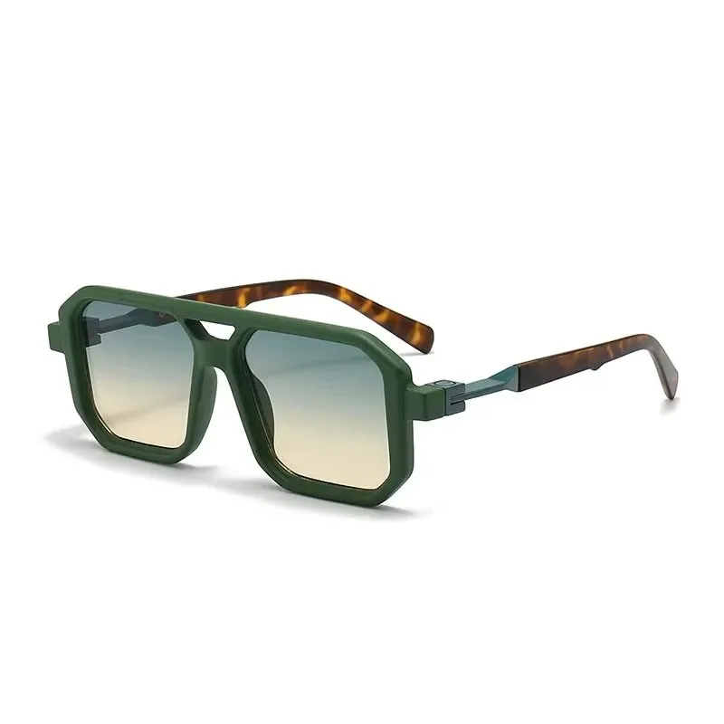 Trendy Retro Literary Modern Double Bridge Square Frame Sunglasses Fashionable Car Sunglasses 6125