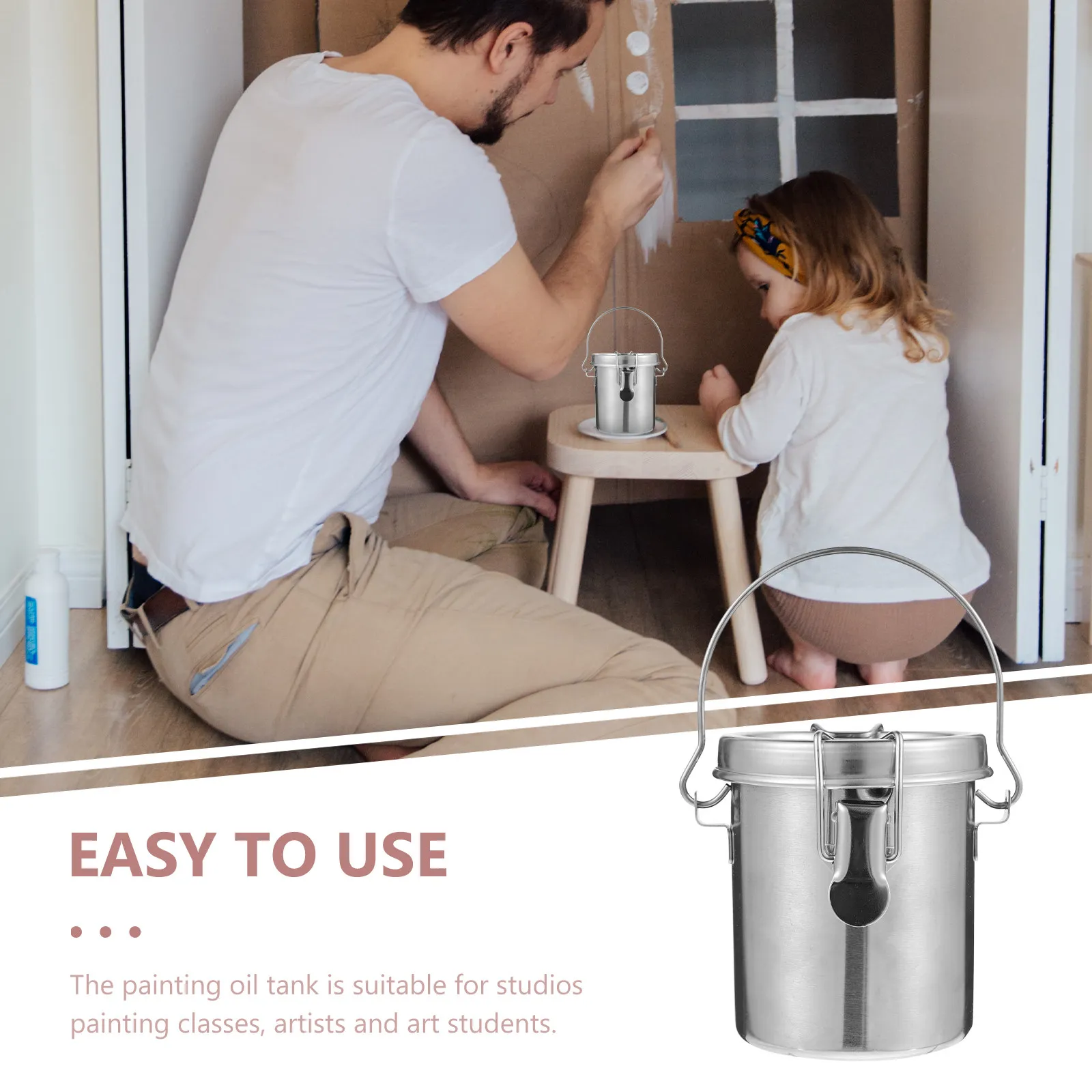 1Pcs 전문 스테인레스 스틸 페인트 브러시 청소 버킷 예술가를위한 효율적인 펜 세척 배럴 미술 교사 학생