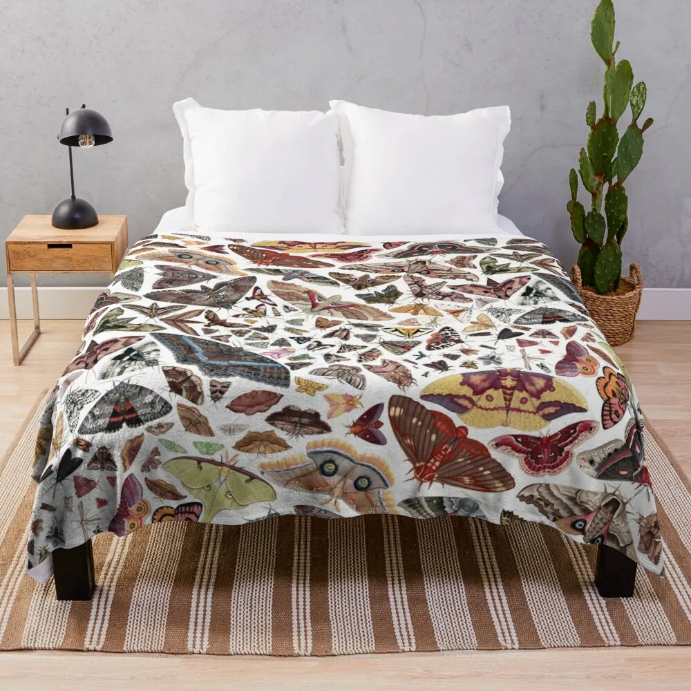 

Moths of North America Pattern Throw Blanket Soft Beds Custom Blankets