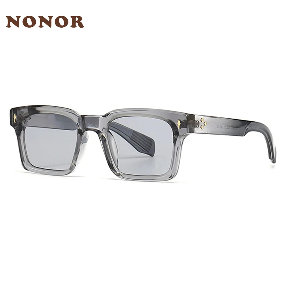 

NONOR Fashion Square Rivets Gradient Sunglasses Men Shades UV400 Vintage Dark Green Trending Women Sun Glasses