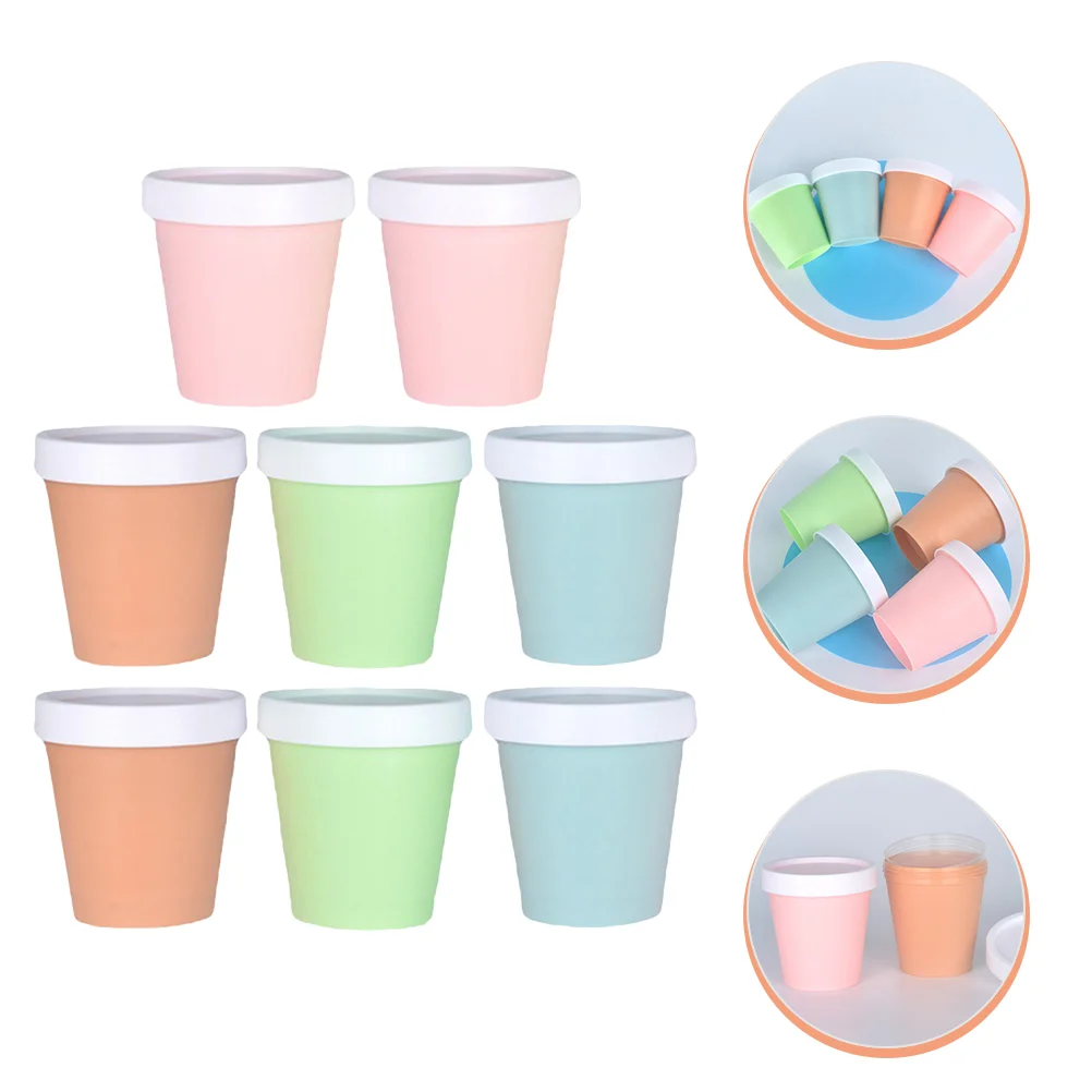 

8Pcs Ice Cream Containers with Lids Soup Bowls Cups Treat Desserts Yogurt Containers 200ml