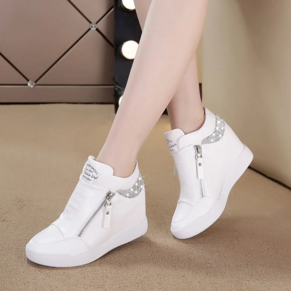 Vulcanized Shoes for Women 2026 Within Height Increasing Sneakers for Women Summer New High Top Casual Thick Soled Women's Shoes