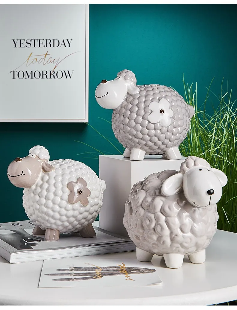 Cartoon Little Sheep Piggy Bank Ornaments Home Decor Living Room Girls Bedroom Bedside Christmas Home Children's Toys Gifts 2