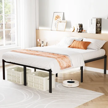 JHK Metal Platform Bed Frame with Steel Slat Support & Storage Space 1