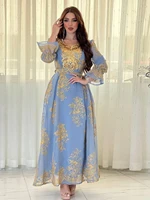 Abaya-Robe de Soirée de Luxe pour Femme Musulmane, Caftan Brodé, Col en V, Manches sulf, Arabe, Turquie, Dubaï, Marocain, Eid Ramadan 3