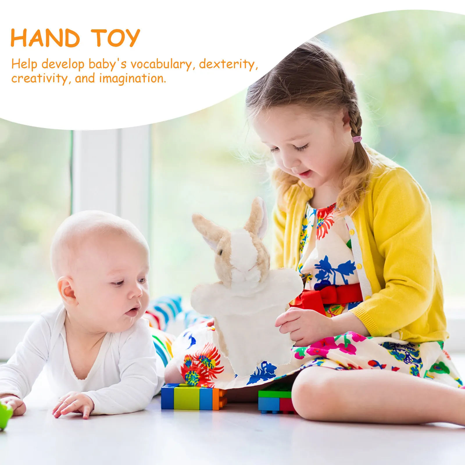 1Pcs 아이 토끼 손 인형 부드러운 동물 모양 스토리텔링 장갑 개발 창의력 상상력  손 인형