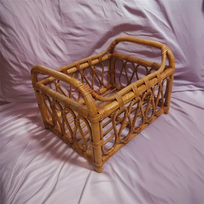 Baby Shoot Basket Newborn Photography Props Posing Bed Crib Boy Girl Photo Furniture Vintage Rattan Basket Backdrop Baby Chair