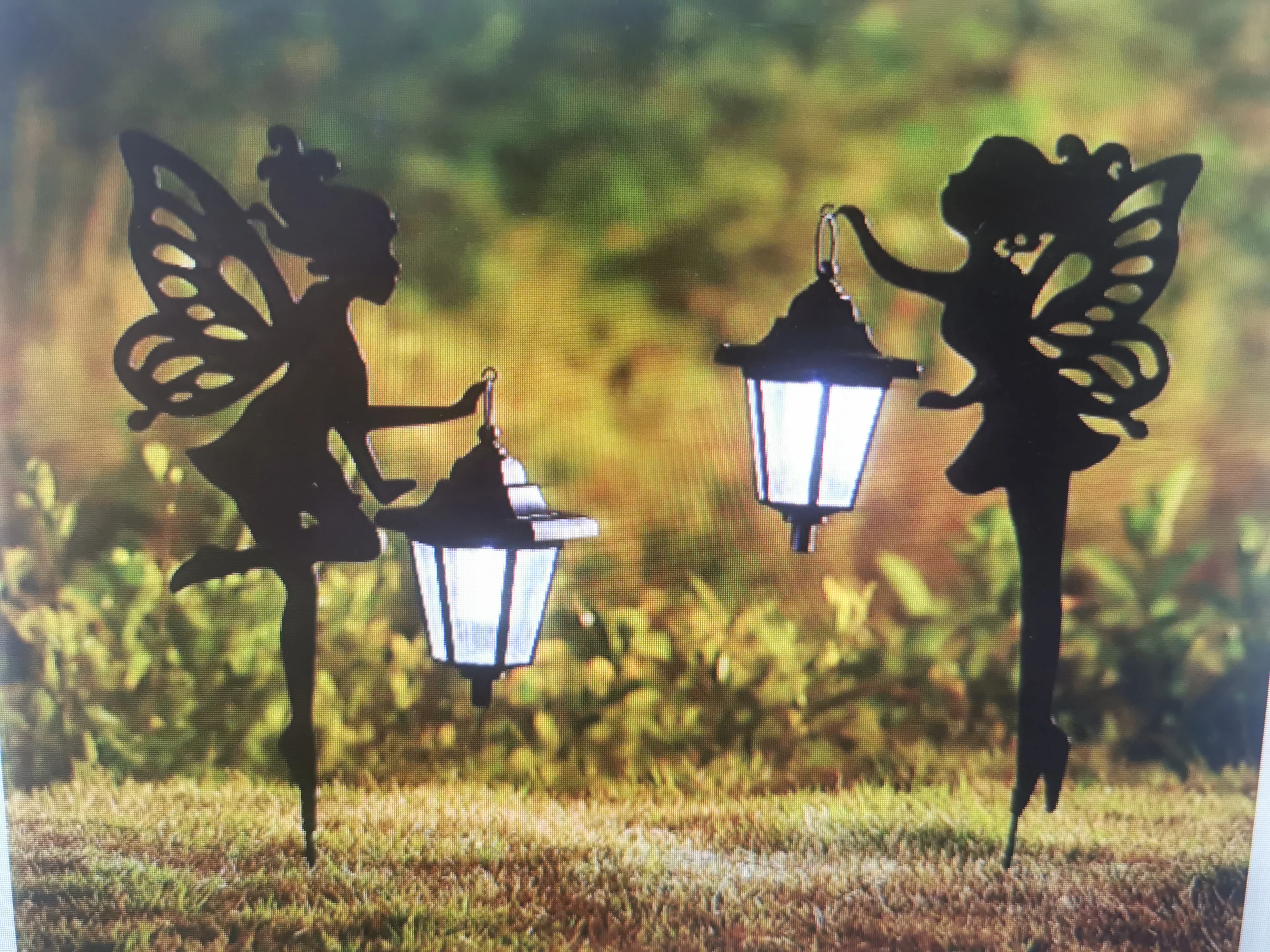 Solar household lawn lamp outside wrought iron flower fairy lantern ornaments to insert garden decoration landscape lamp