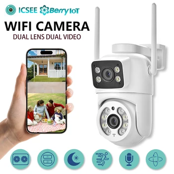 2K 4MP Dual Lens Outdoor WiFi Security Camera Wireless PTZ IPCam Auto Tracking Color Night Vision Waterproof CCTV Camera ICSEE 1