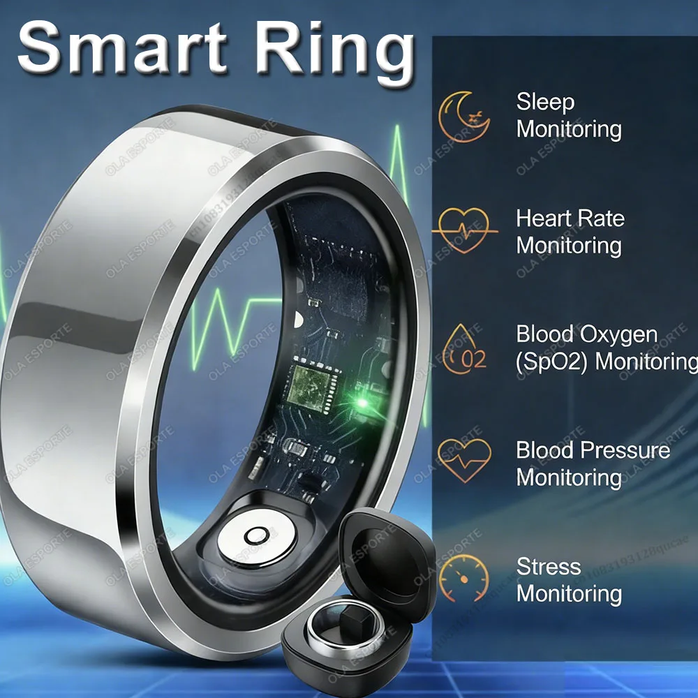 2026 New R12 Smart Ring with Charging Case, Heart Rate Blood Oxygen Sleep Health Manager,5ATM Waterproof For Men Women Smartring 1