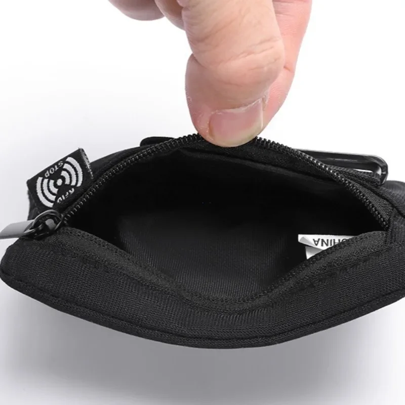 Mini Coin Purse Simple Fabric Pouch with Zipper & Belt Clip Non-braided RFID Blocking Money Bag Organizer for Cash and Coins
