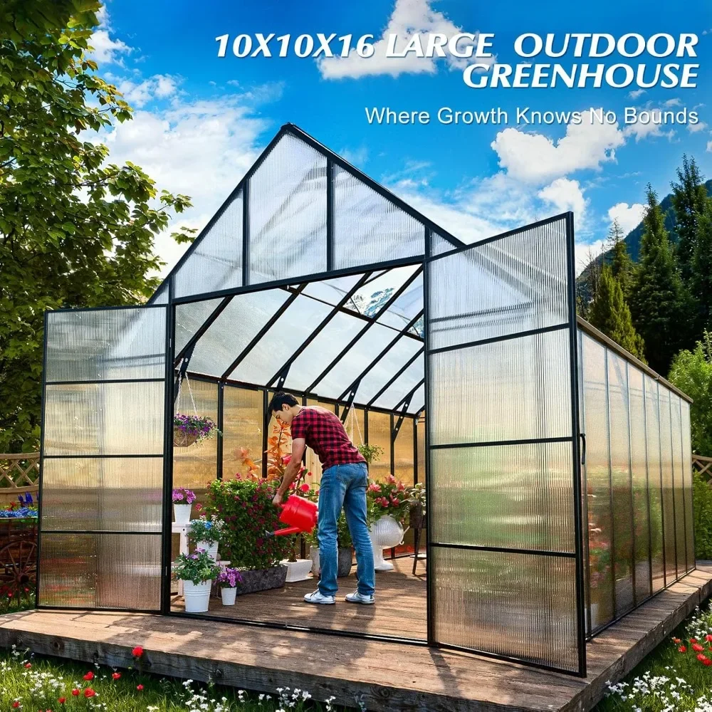 10x10x16 FT Polycarbonate Greenhouse with EZ Connectors & Ventilation 2