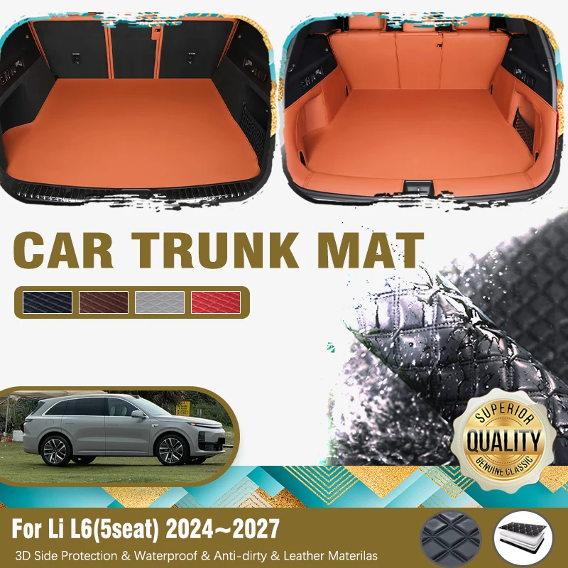 Car Trunk Cargo Liners For Li Auto L6 Lixiang L6 2024 2025 2026 2027 Leather Pads Rear Trunk Mats Boot Covrers Carro Accessories