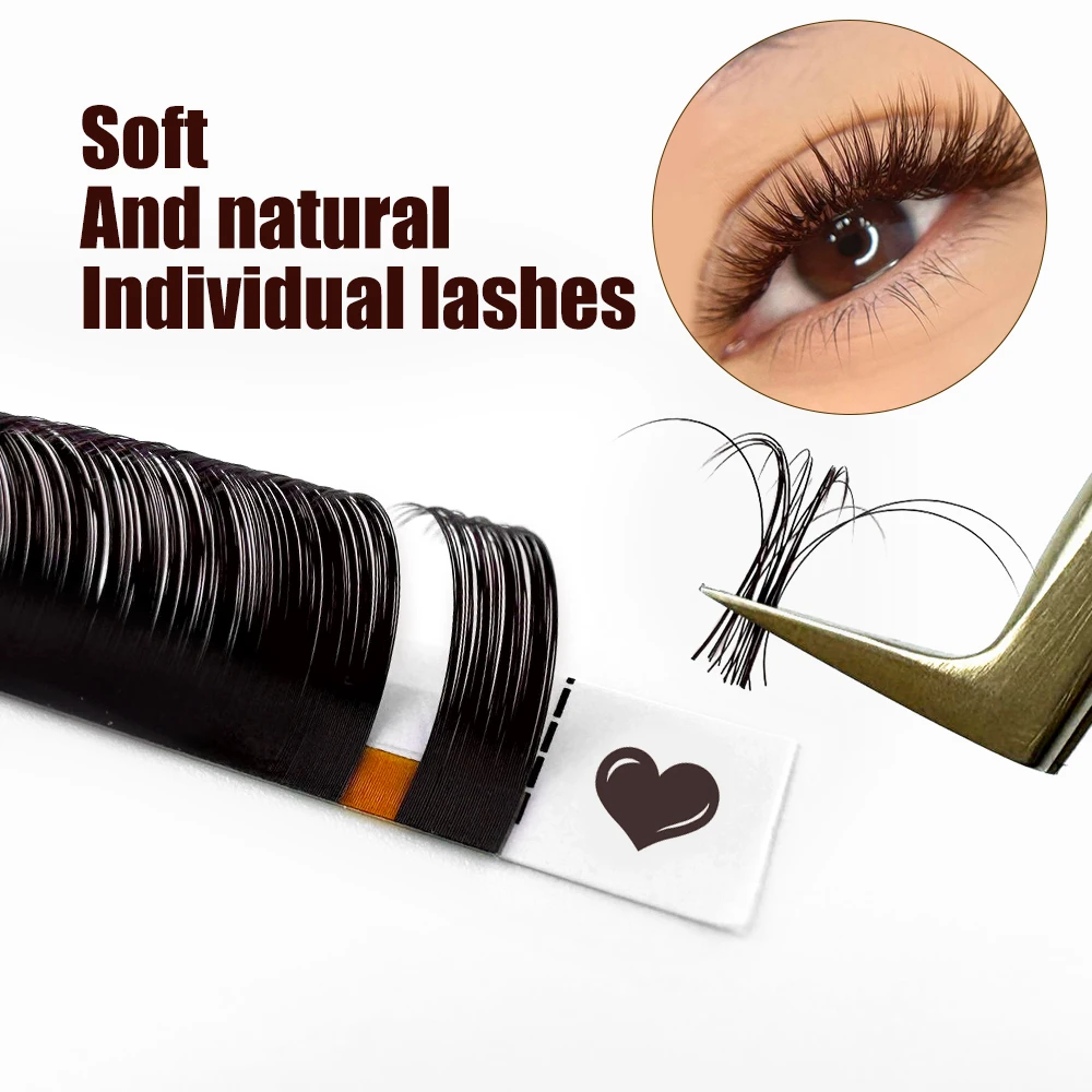 Eyelash Extensions Eyelash Extension Lashes Fake Eyelashes False Eyelashes Abonnie Chocolate Dark Brown Individual Eyelash Extension 8-15mm Brown Color Mink