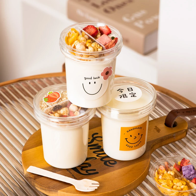 10pcs Yogurt Cup Transparent Plastic Dessert Jar Ice Cream Pudding