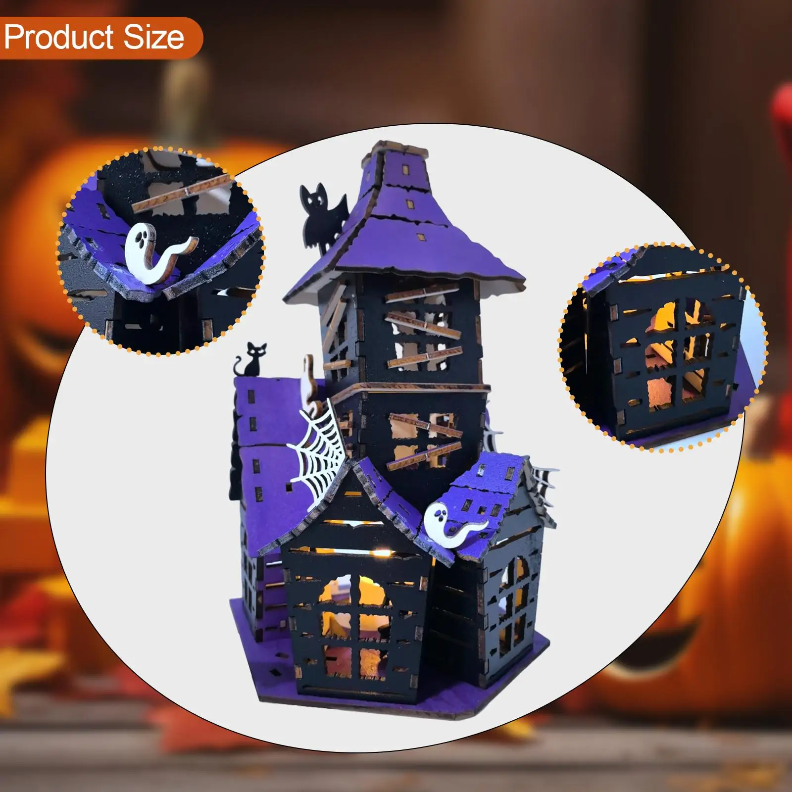 Halloween Haunted House DIY Kit, Party Supplies Table Ornament Table Centerpiece Sign for Living Room Indoor Outdoor Bookshelf