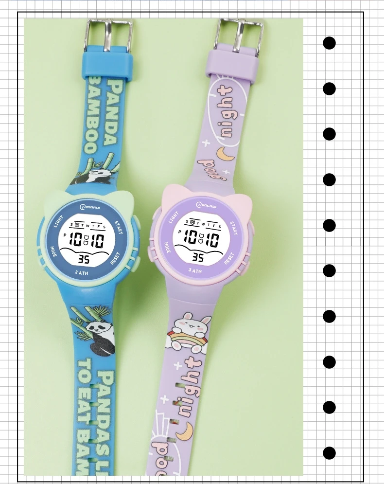 Children's Waterproof Cartoon Digital Watch - Pink LCD Sport Watch with Alarm Clock