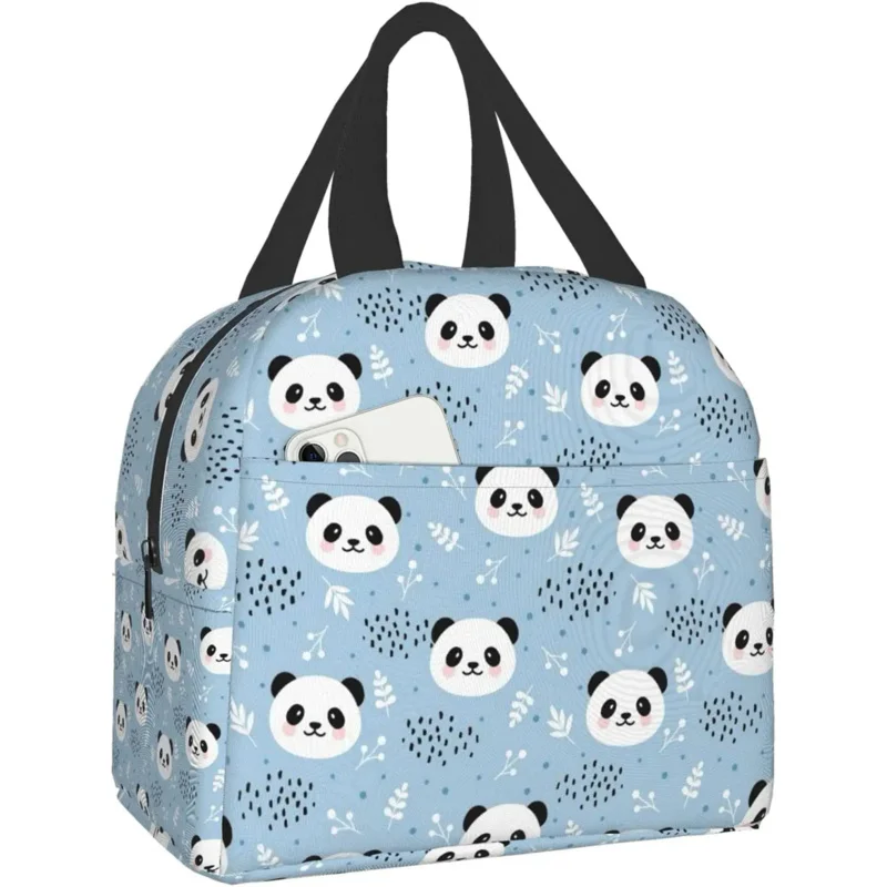 

Blue Panda Lunch Bag Reusable Lunch Box Waterproof Thermal Tote Bag Lunch Container Cute Cooler Bag for Women Men Work Picnic