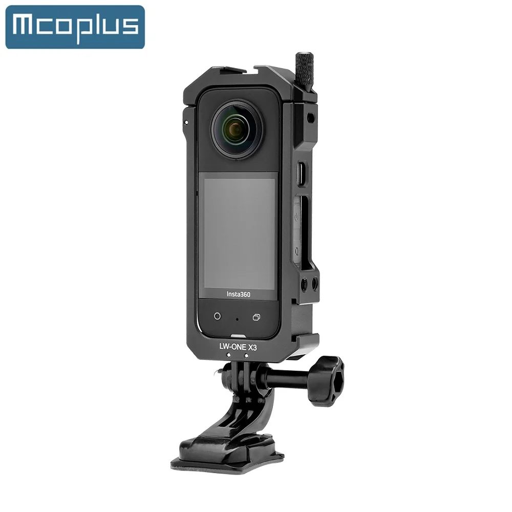 

Mcoplus Aluminum Frame Cage for Insta360 X3 Camera with 1/4" Threads, Cold Shoe Mount, Folding Fingers
