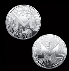 Monero XMR Commemorative Gold & Silver Plated Crypto Coin with Display Case (Silver)