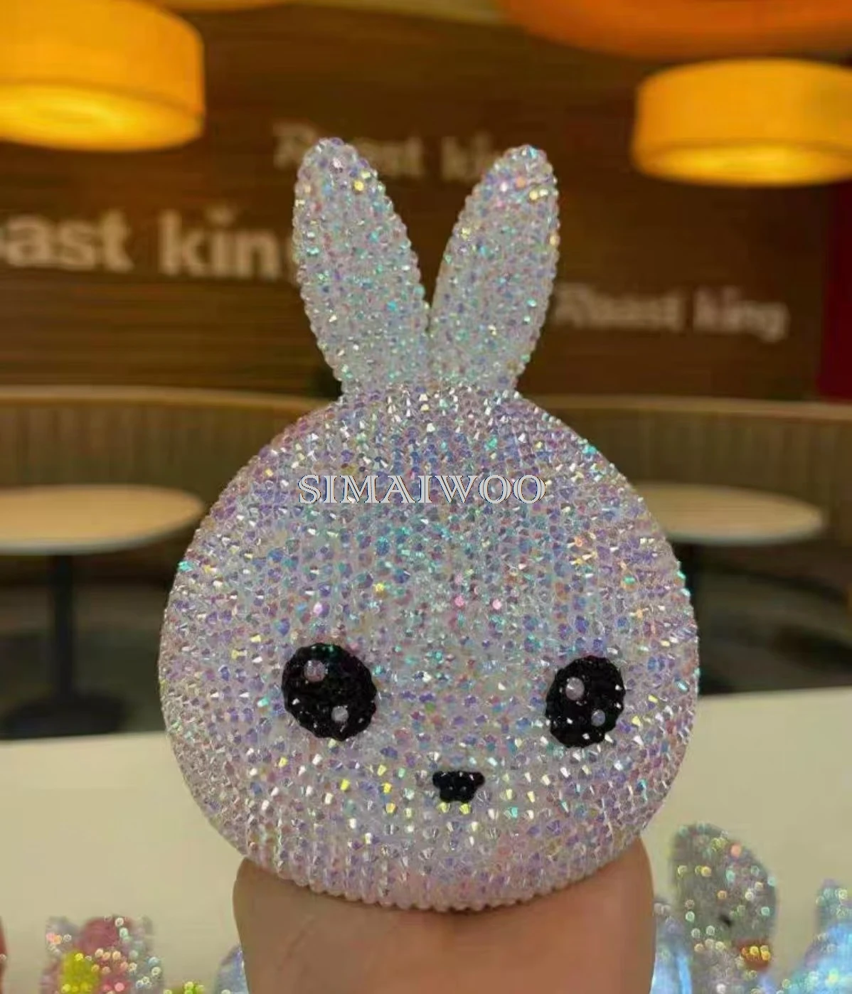 DIY Strass Kaninchen Nacht lampe bling-bling Tiers tatue glänzenden Kristall Home Ausstellung Handwerk Kreuz stich Luxus Kind Geschenk – Detail 8