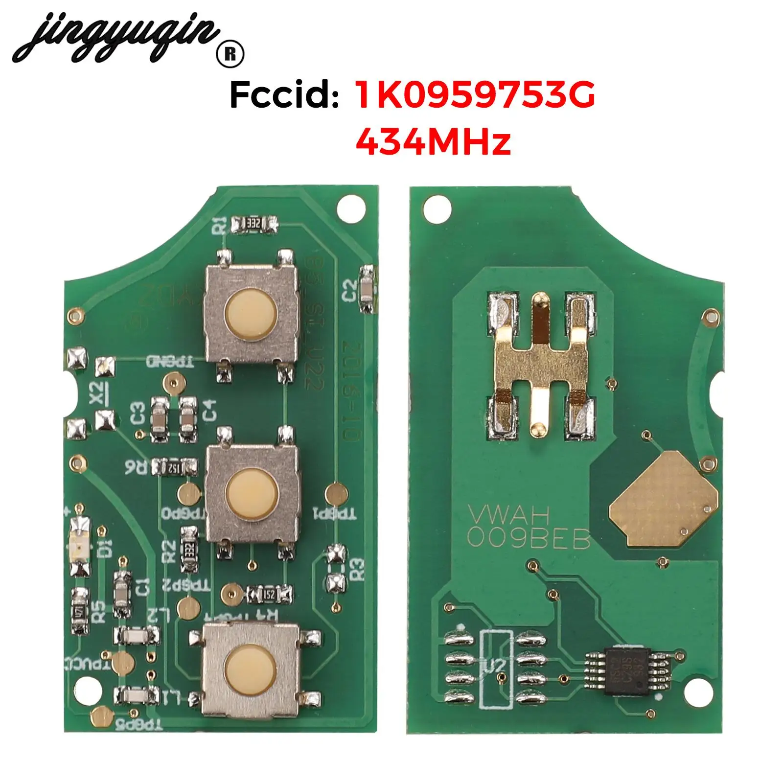 Jingyuqin Muslimp Remote Smart Car Key Circuit Board 434Mhz Per Vw Volkswagen Beetle Bora Golf Passat Polo Fob 3 Pulsanti
