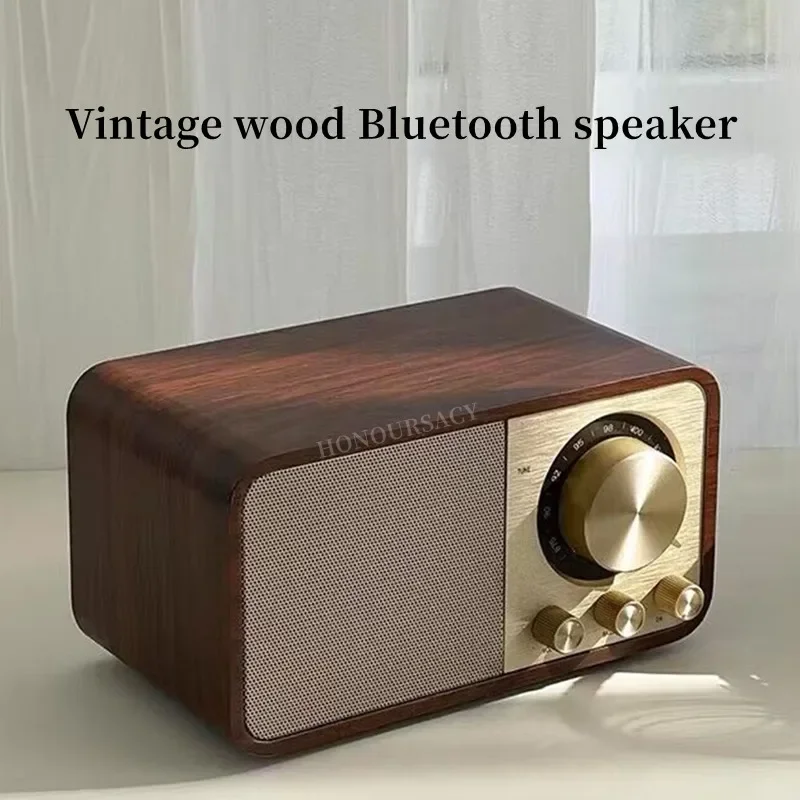 

Деревянный Bluetooth-динамик 5.0, классический саундбокс в стиле ретро, стерео, объемный сабвуфер с супер басами, AUX, FM-радио для компьютера, ПК