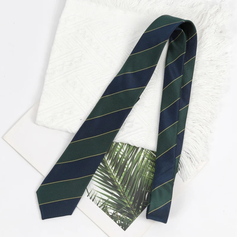 Ties for Men Women Fashion Wholesale Dark Green Navy Blue Stripe Male Polyester JK Necktie ​Party Wedding Clothes Accessories