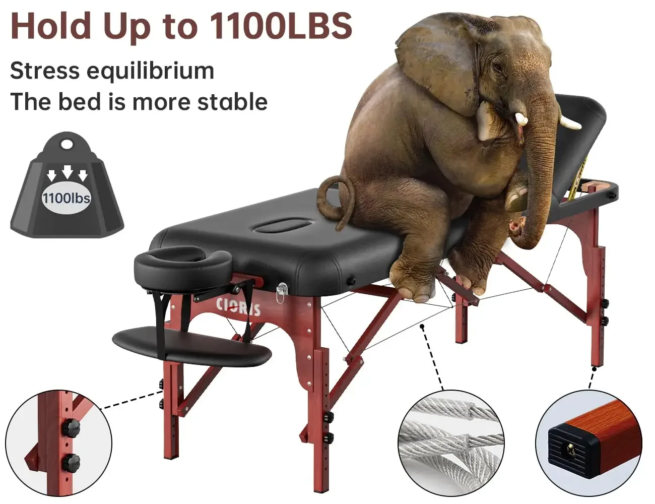 NEW-84" Professional Massage Table Portable 3 Folding Lightweight Facial Salon Spa Tattoo Bed Height Adjustable with Carrying Ba