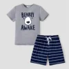 PatPat Family Matching 'BEARLY AWAKE' with Bear Face Stripe Pajamas (Flame Resistant) Suitable for Summer Season 4