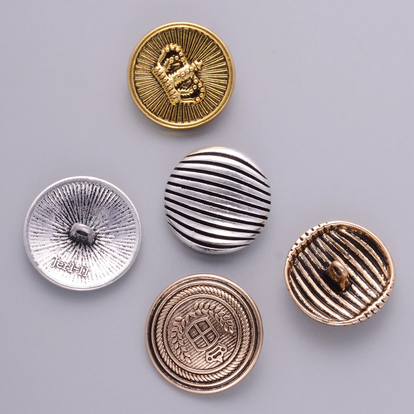 앤티크 디자인 크라운 스트라이프 금속 버튼 셔츠 가디건 니트웨어 세트 코트, DIY 바느질 단추 의류 액세서리, 10 개