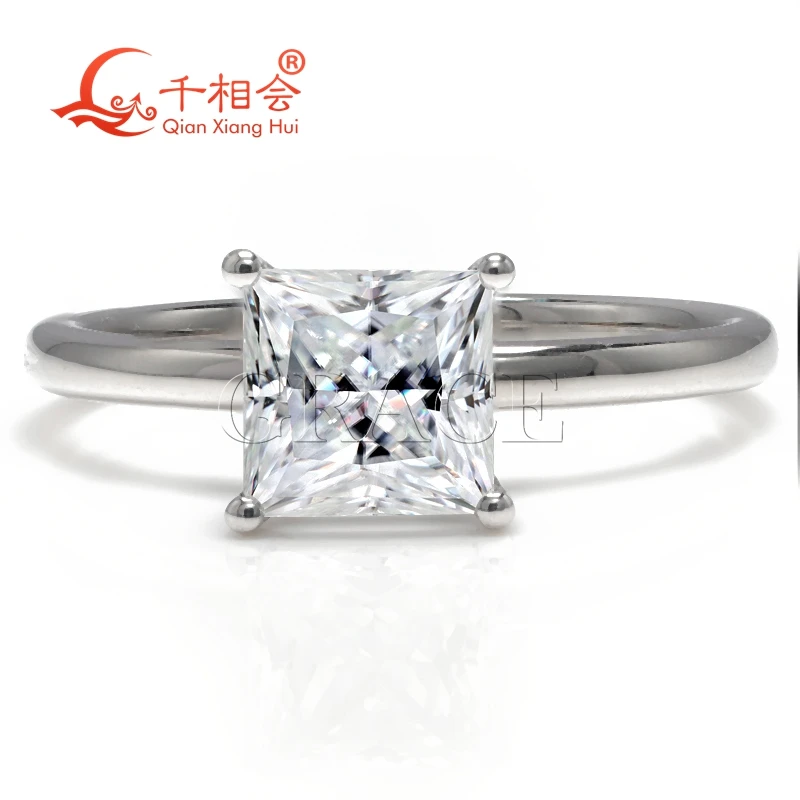 

6.5mm1.5ct square shape Simple Ring Band 925 Sterling Silver D Color VVS Moissanite Diamond Ring Jewelry gift dating wedding