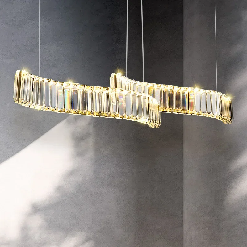 

Modern Luxury Crystal Chandelier Pendant Lights Dining Room Bar Design Kitchen Decorated With LED Glossy Crystal